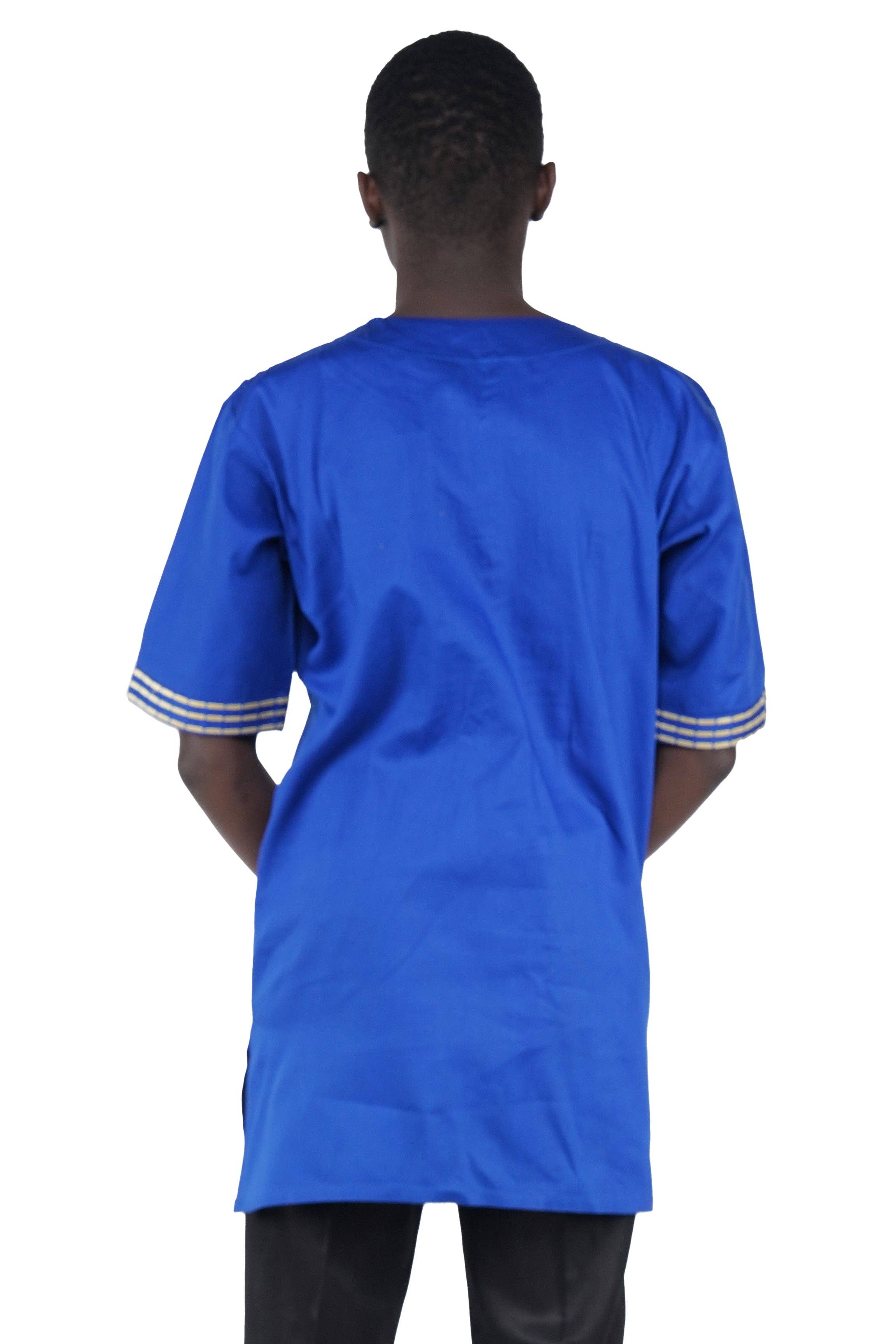 Satsuma Wholesale - Wholesale T-Shirt - Unisex - Royal Blue Gold Embroidered T'Challa Short Sleeves Shirt | L to 5XL4