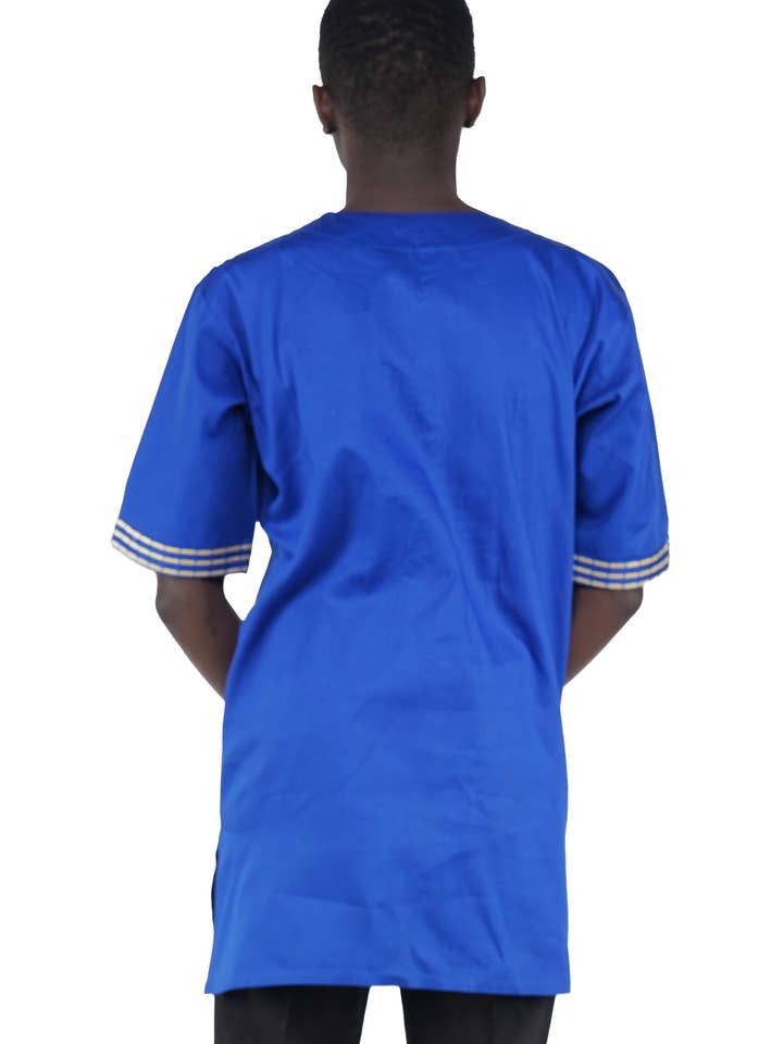 Satsuma Wholesale - Wholesale T-Shirt - Unisex - Royal Blue Gold Embroidered T'Challa Short Sleeves Shirt | L to 5XL4