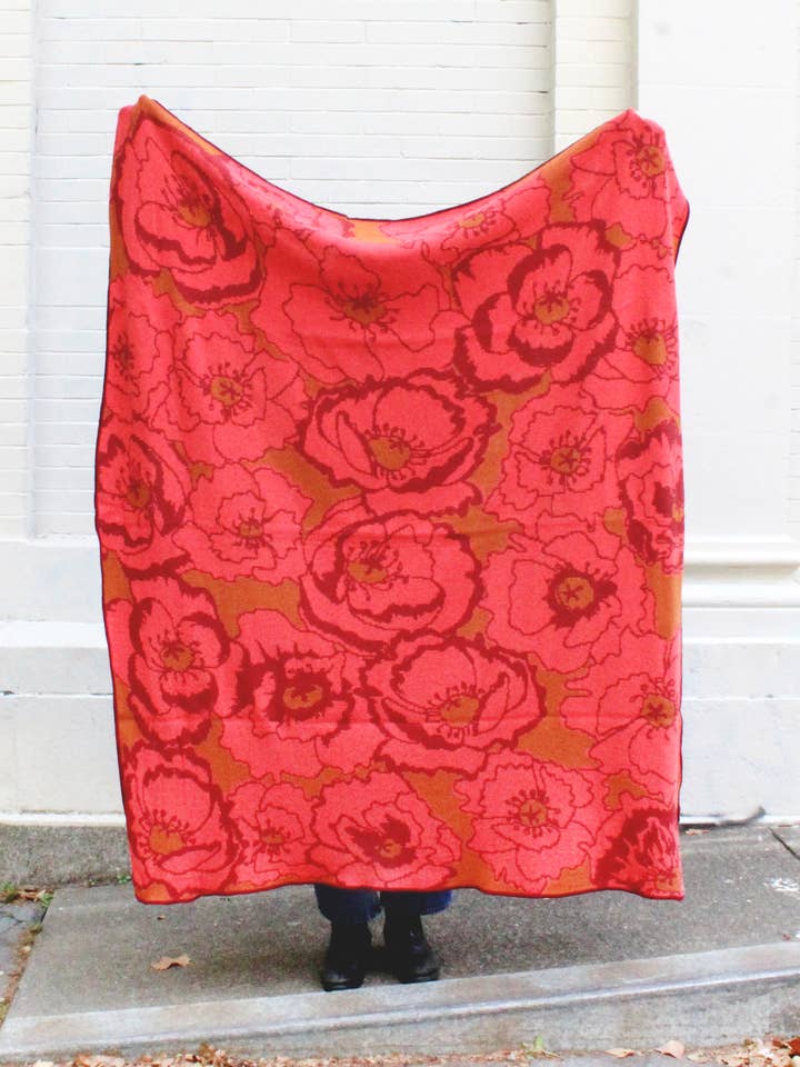 Poppy Field Knit Blanket for wholesale by Calhoun & Co.