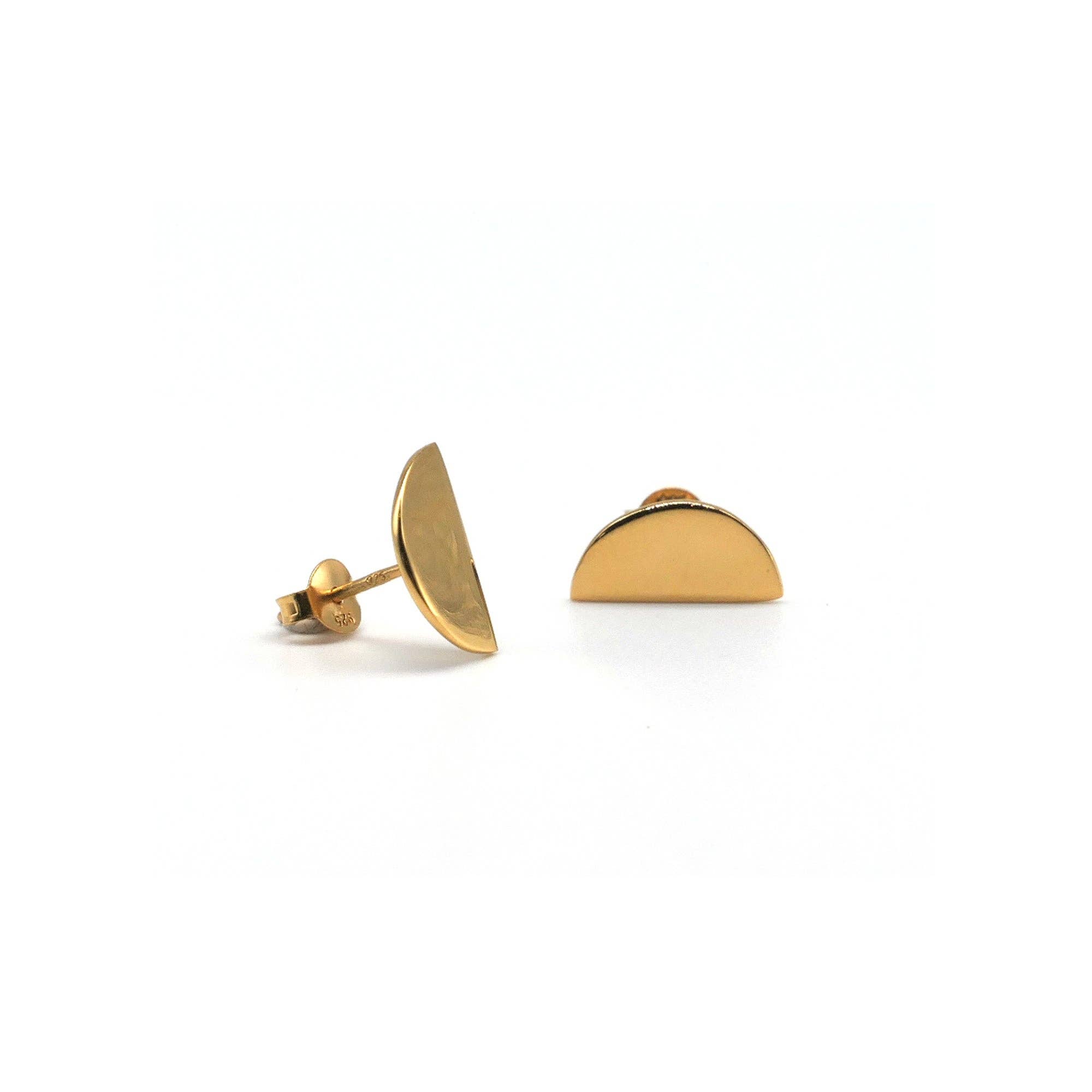 Lime Tree Design – wholesale Stud/post earrings – Semi Circle Eclipse Gold Vermeil Stud Earrings