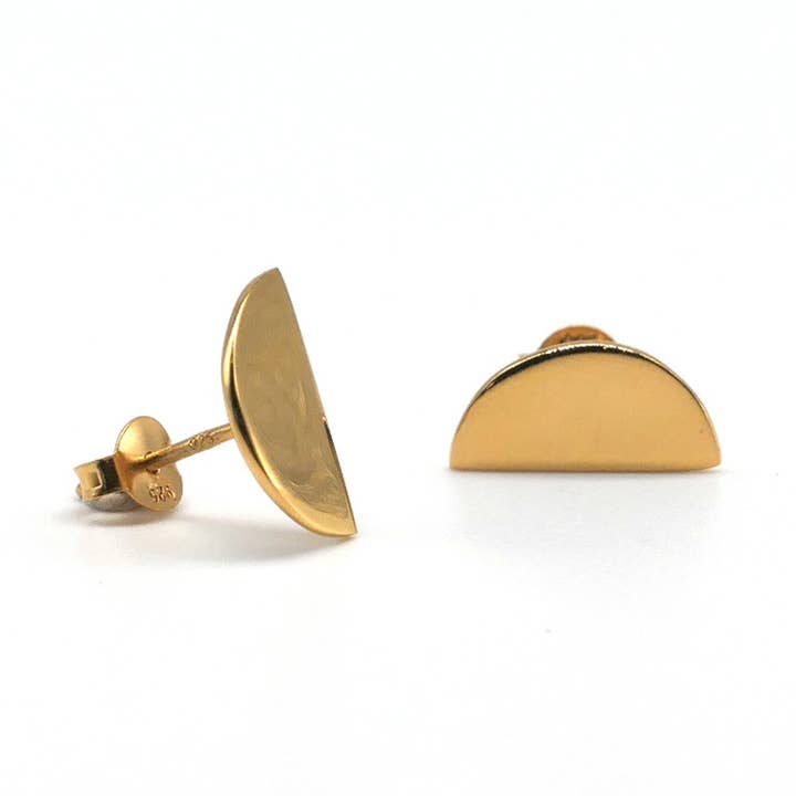Lime Tree Design – wholesale Stud/post earrings – Semi Circle Eclipse Gold Vermeil Stud Earrings0