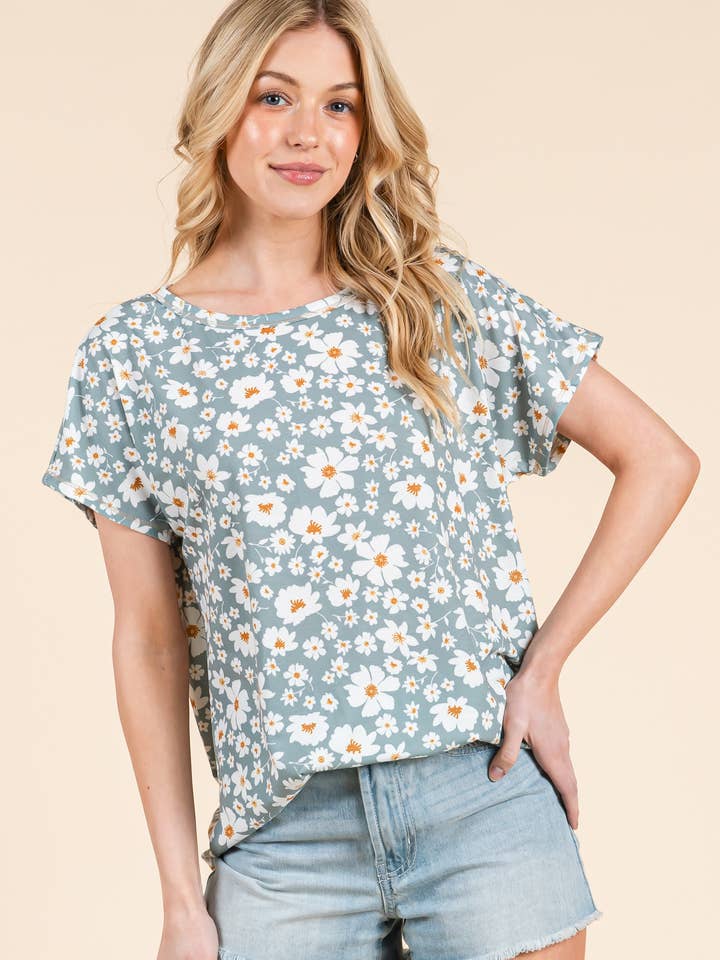 TA2338 T-SHIRT COUPE DÉCONTRACTÉE DAISY DELIGHT pour la vente par BOMBOM