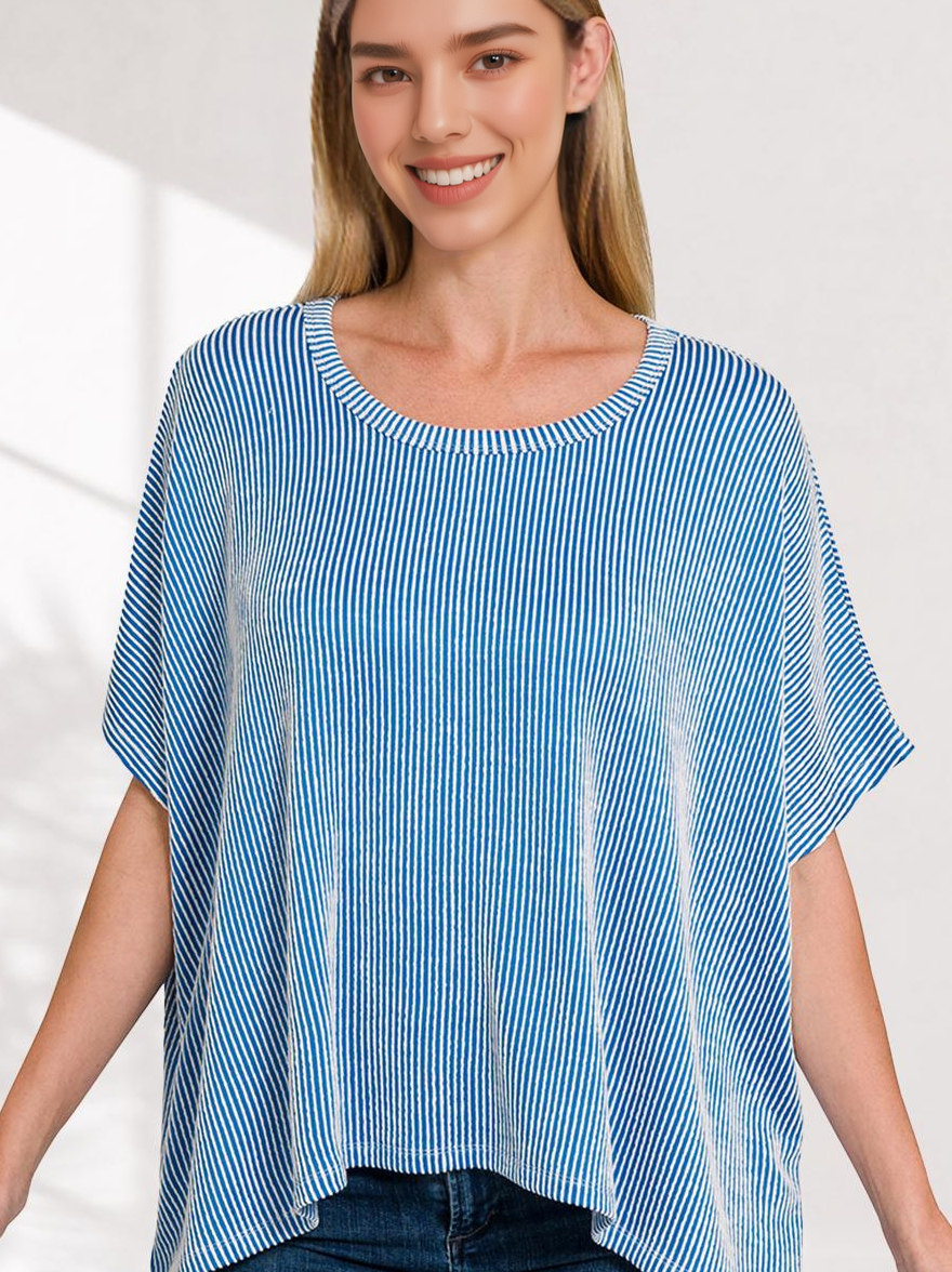 42POPS - Wholesale Knit Top - Women's - `.Cord Rib Pin-striped Oversized Top16