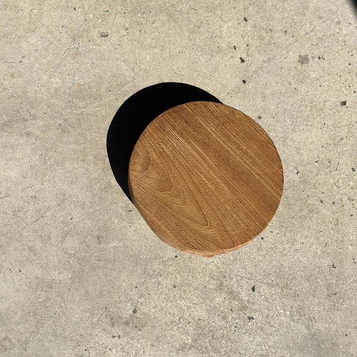 Office Objets - Wholesale Stool - Small low three-legged stool in upcycled blond teak D:30 H:1519