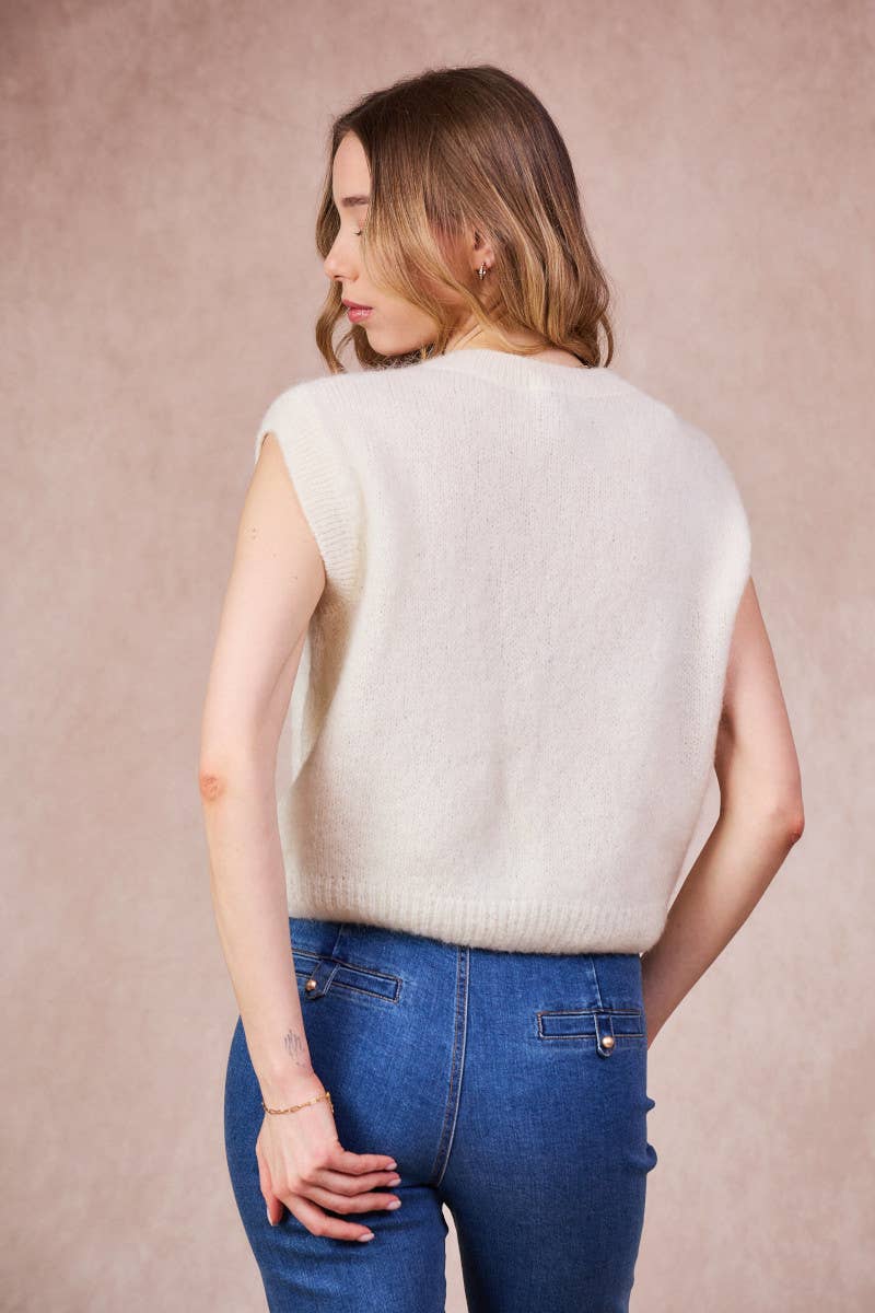 Calie Paris - Vendita all'ingrosso Maglione tricot - Donna - Gilet Senza Maniche con Zip – Misto Mohair18