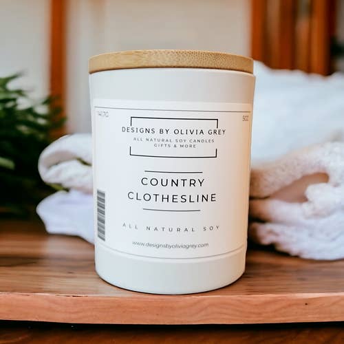 Country Clothesline Natural Soy Candle | Non Toxic Candle for wholesale by Designs By Olivia Grey | All Natural Soy Candles