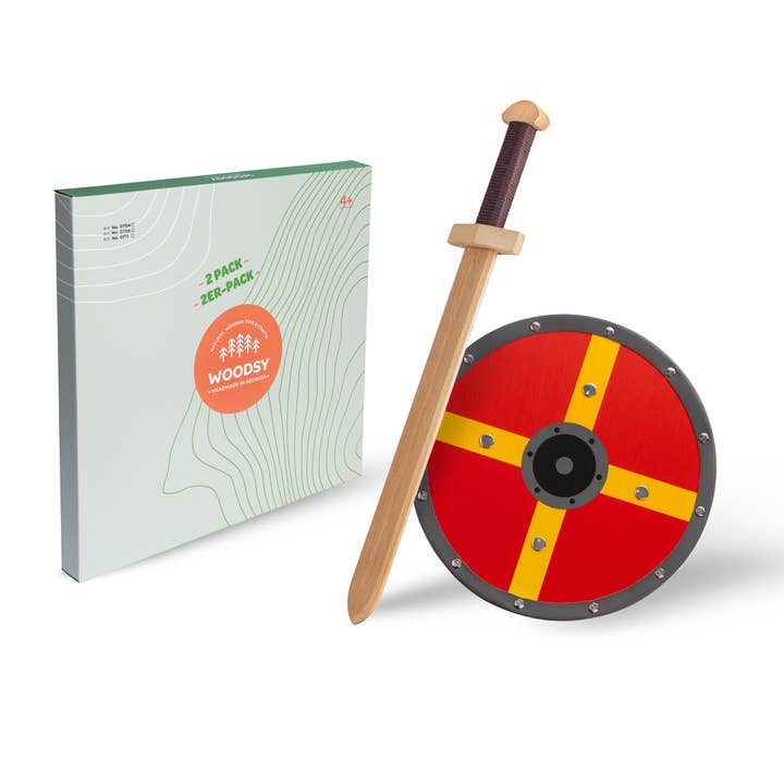 Challenge and Fun, Inc. - Wholesale Wood Toy - Kids - Small Double-Edged and Round Shield Set in Retail Box1