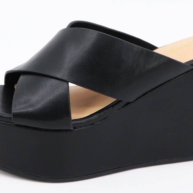 Mars Sky Shoes Wholesale - Vente Chaussures compensées – femme - Sandales en bambou à plateforme compensée et bretelles entrecroisées pour femmes