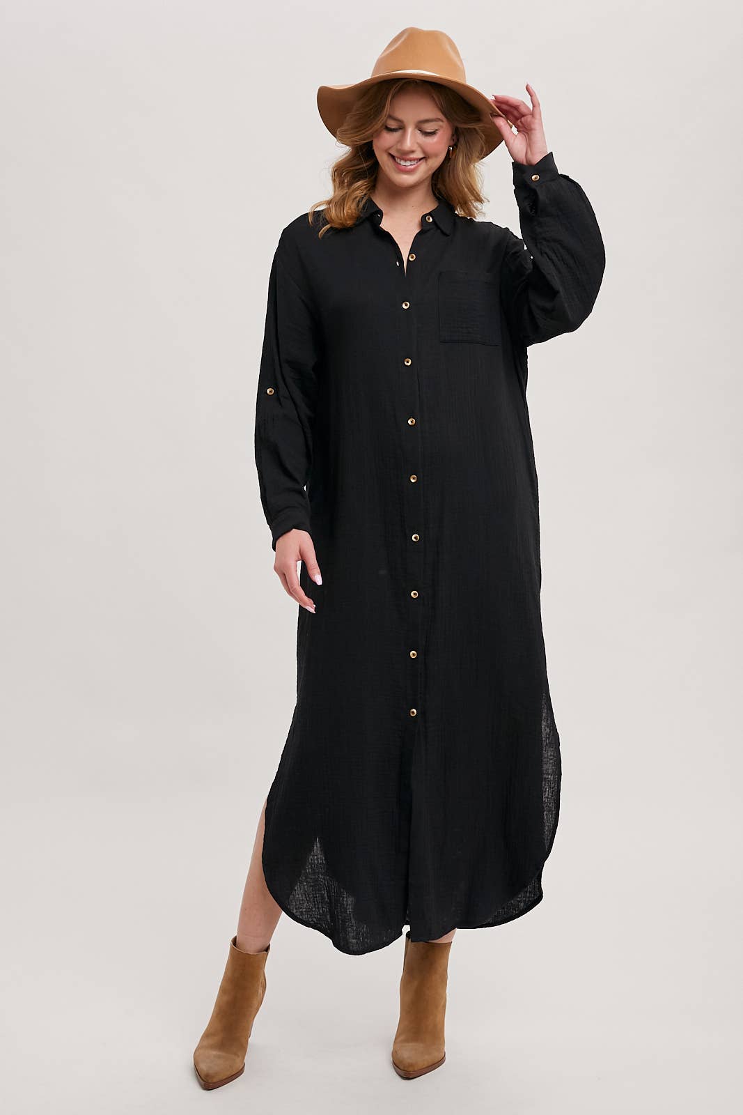 Bluivy - Wholesale Dress - Women's - BUTTON UP MAXI SHIRT DRESS WITH POCKET42