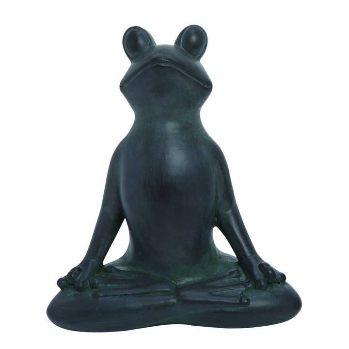 Transpac - Wholesale Decorative Figurine - CLOSEOUT Transpac 23" Black Spring Yoga Frog Statuette set 2