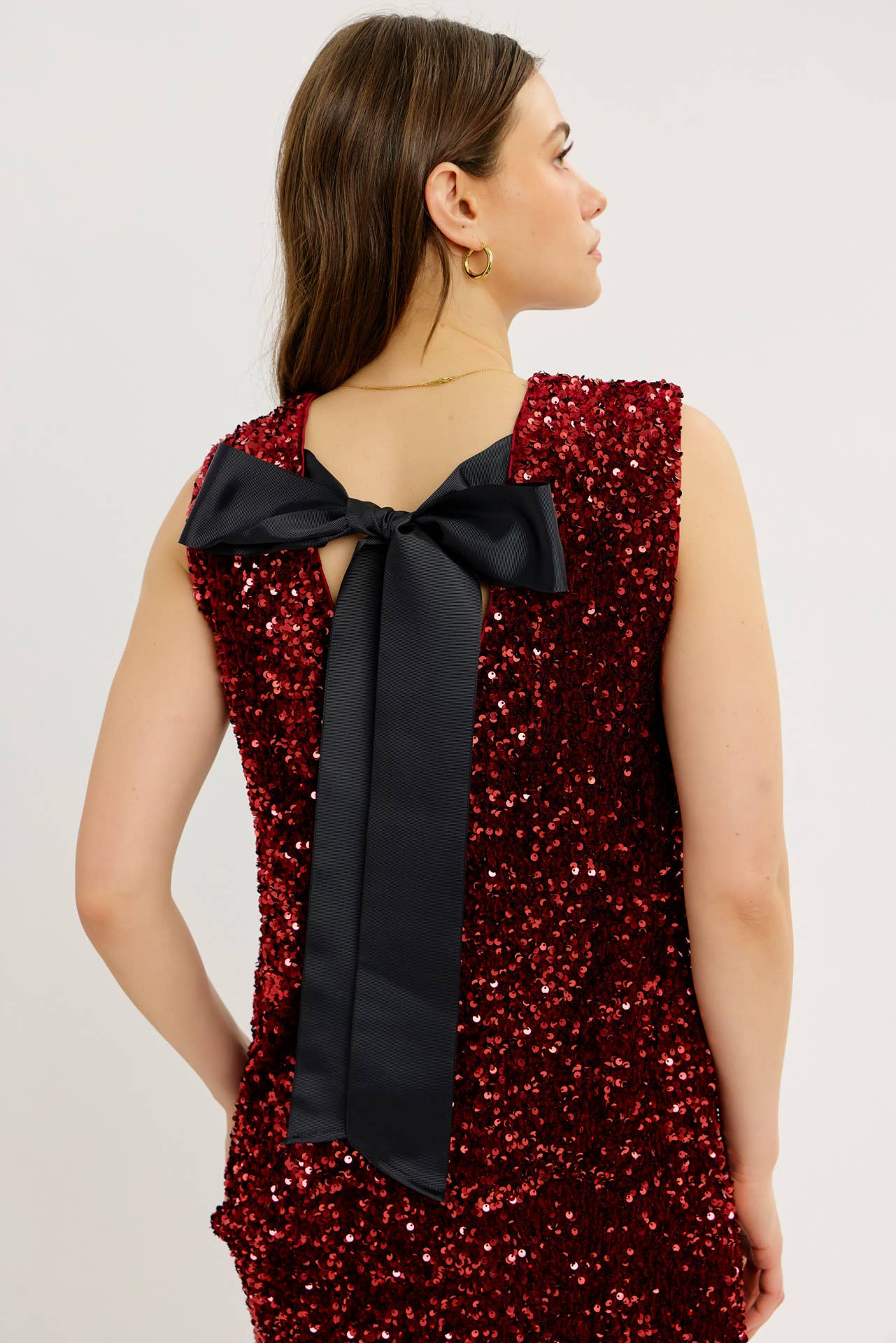 idem ditto - Vente Robe – femme - ROBE EN VELOURS À PAILLETTES MAGIQUES DE FÊTE AVEC RUBAN CONTRASTÉ AU DOS5
