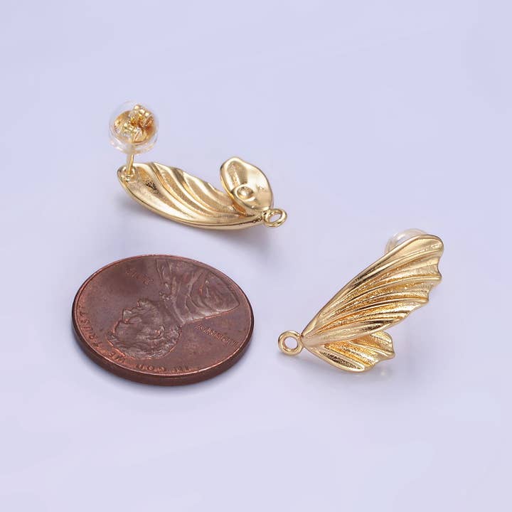 Aim Eternal - Wholesale Stud/Post Earrings - 14K Gold Filled Foil Wings Loop Drop Stud Earrings Findings