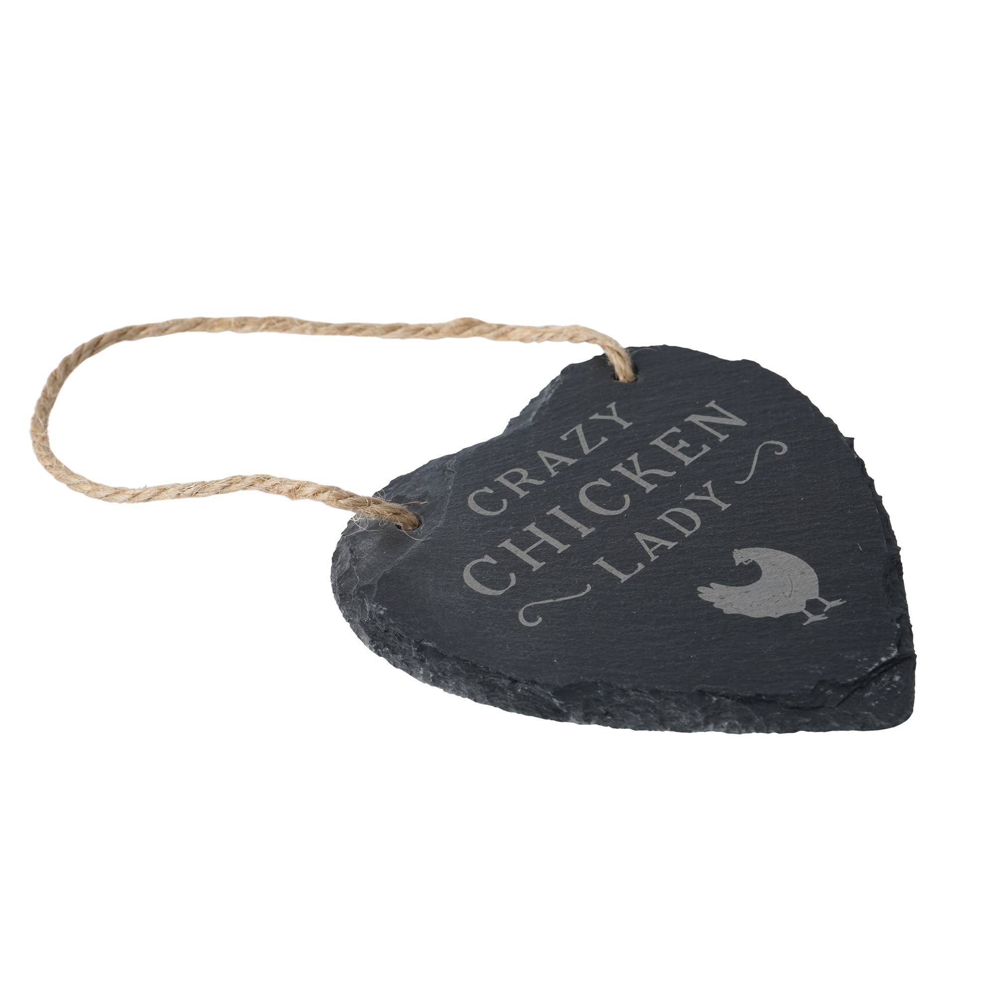 CGB Giftware – wholesale Sign – 'Crazy Chicken Lady' - Slate Heart Hanger2