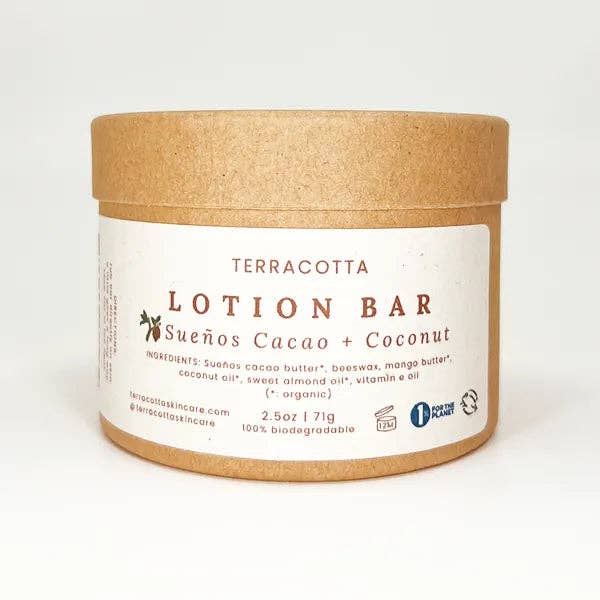Barre de lotion Sueños au cacao et à la noix de coco pour la vente par Terracotta Skincare