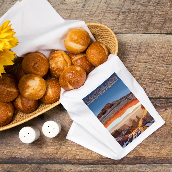 Lantern Press - Wholesale Tea Towel - ORGANIC TEA TOWEL Canyonlands National Park Arch, Painterly7