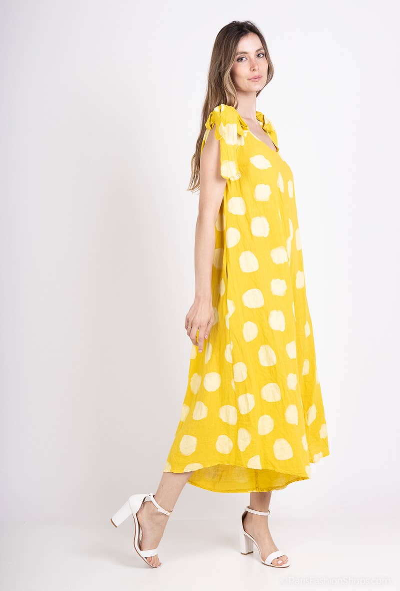 L'Emotion - Vente Combinaison – femme -  Combinaison à Pois Bretelles Nœuds Ajustables 100% Lin12