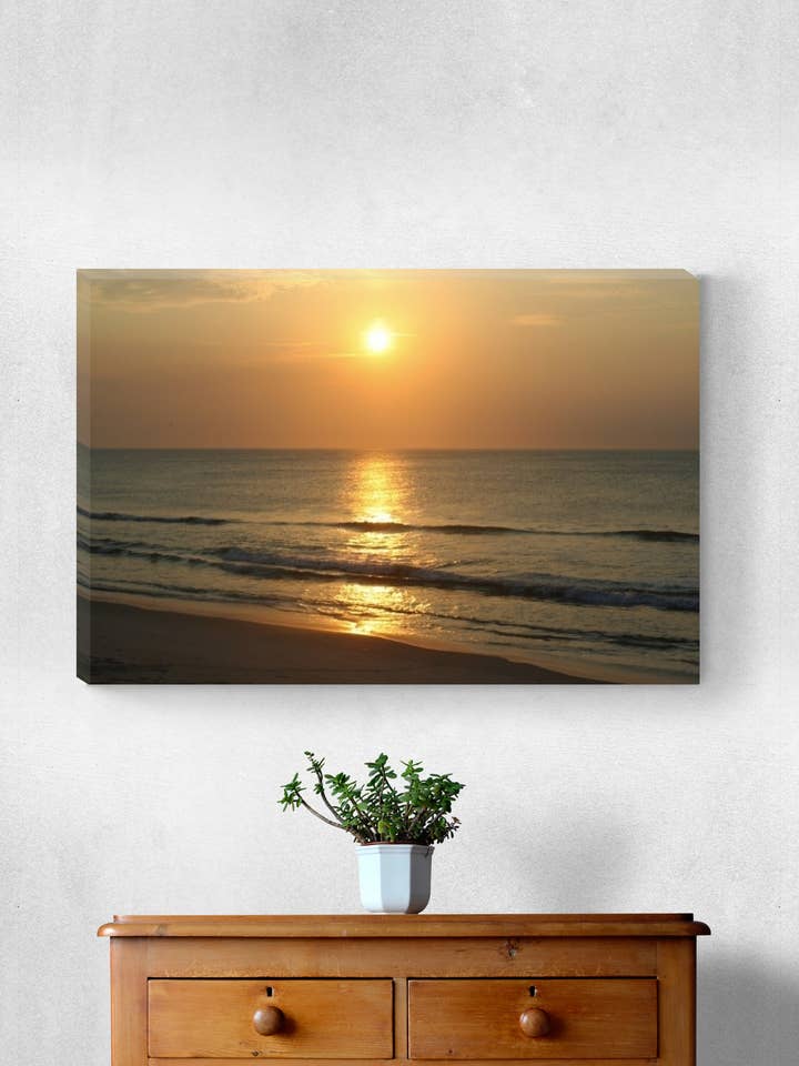 Sunrise at the Derby - Canvas print a sunrise over the ocean for wholesale by Sherry Pfeifle Studio