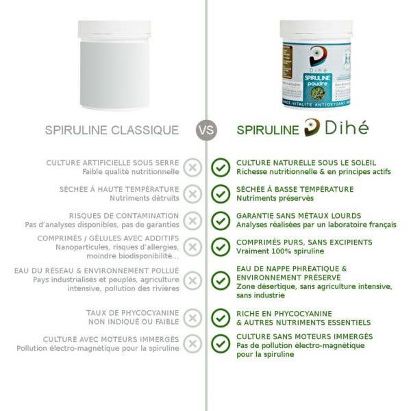 Dihé – wholesale Protein-/superfoodpulver – Ekologiskt spirulinapulver, 100 g påse1