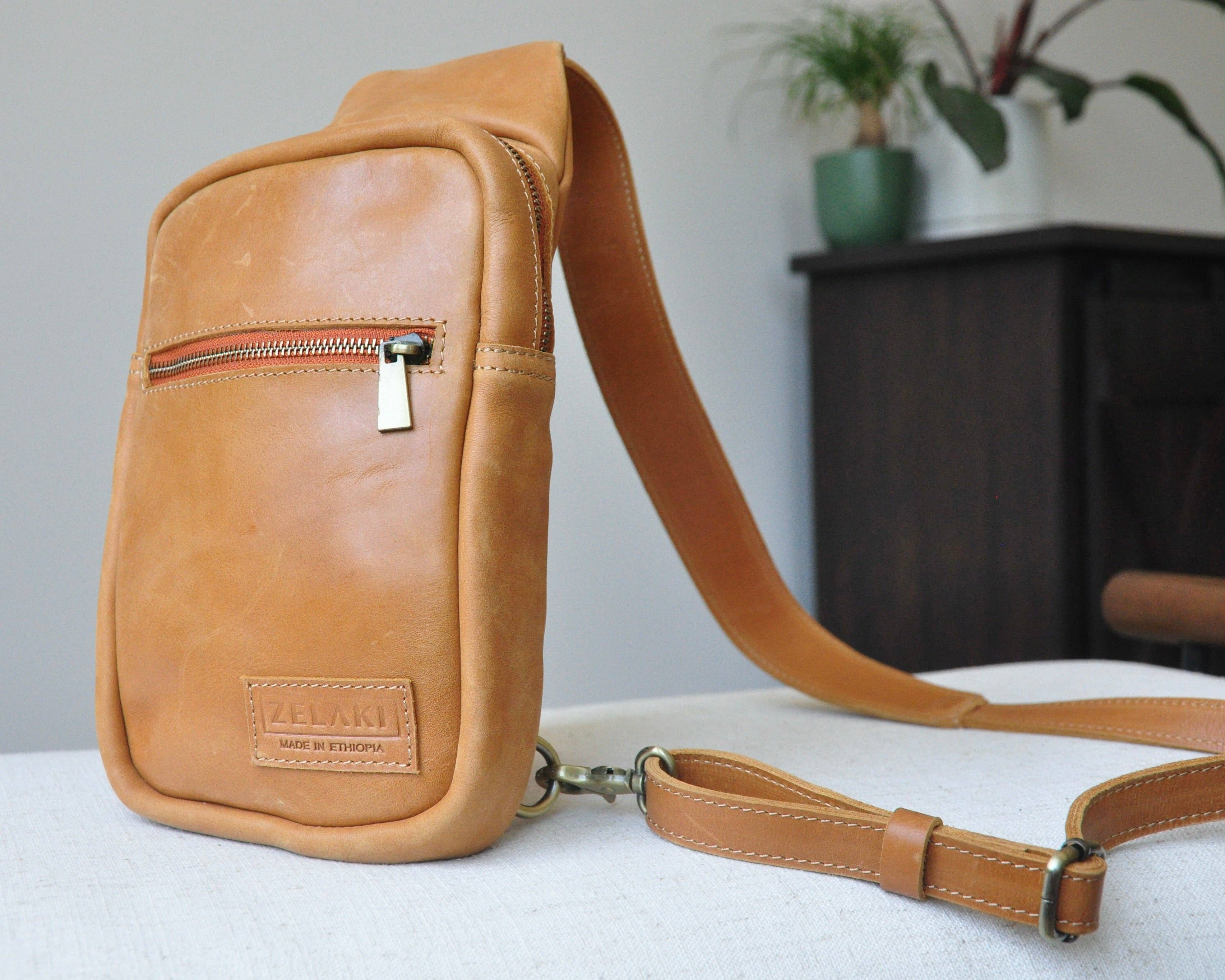 Zelaki Leather Company - Vente Sac à bandoulière – unisexe - Sac à bandoulière Addis/Écharpe à bandoulière unisexe/Sac à dos à bandoulière6