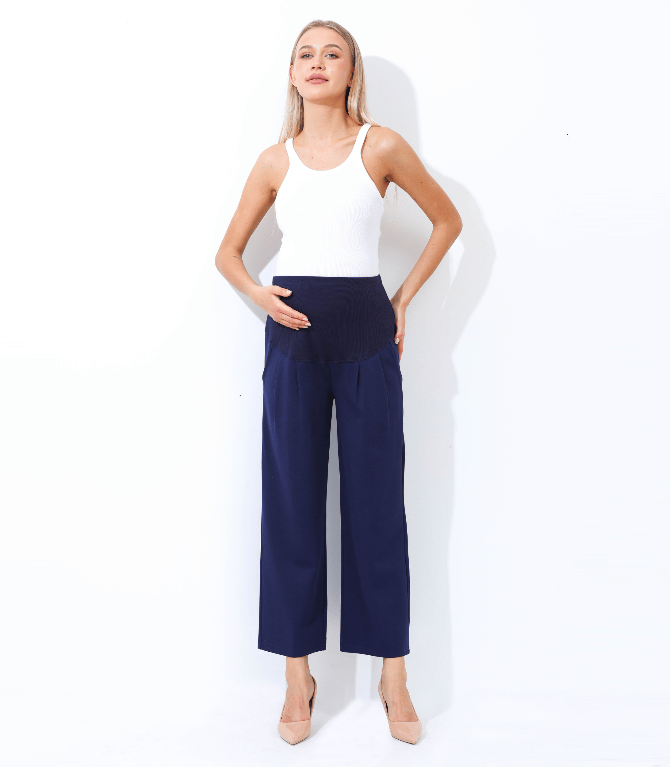 Alina Mae Maternity - Wholesale Pants - Maternity - Maternity Wide Leg Pant Wear to Work Office Pants1