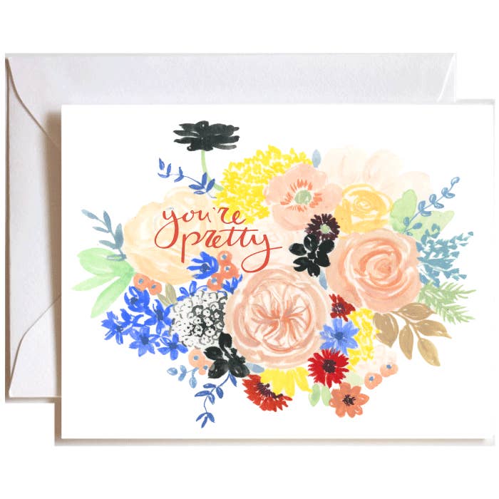 You're Pretty Floral Greeting Card for wholesale by Stephanie Tara Stationery