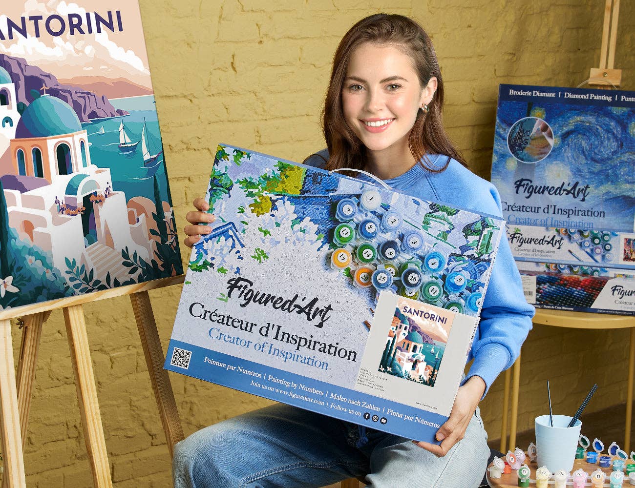 Figured'Art - Wholesale DIY Craft Kit - Paint by numbers Travel Poster Santorini framed1