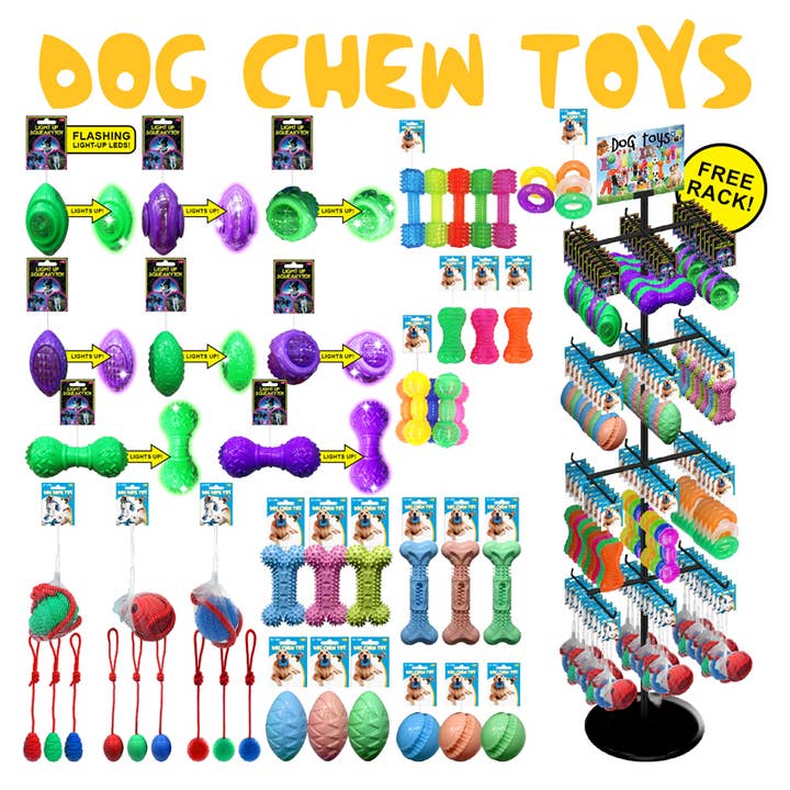 192pc Dog Rubber & Chew Toy Display for wholesale by Deluxe Import Trading