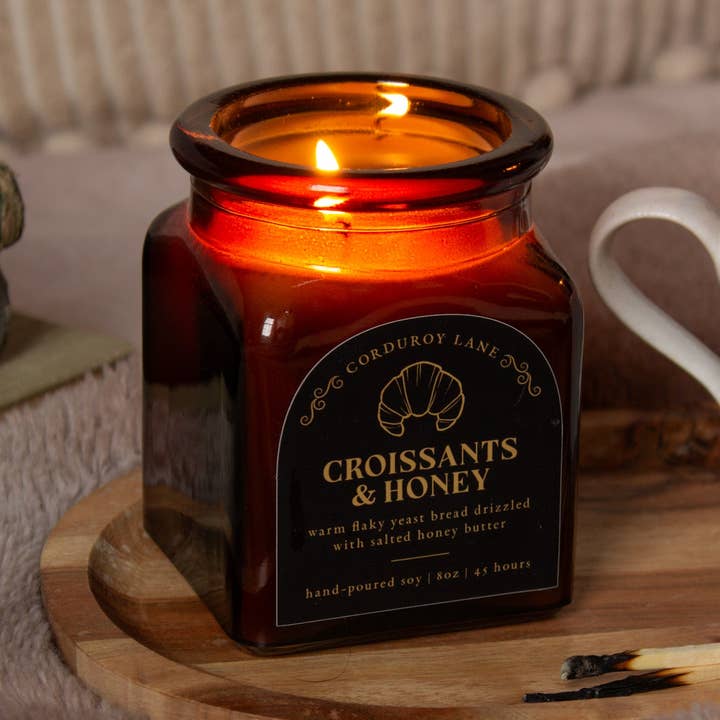 Croissants & Honey Apothecary Candle for wholesale by Corduroy Lane Candle Co