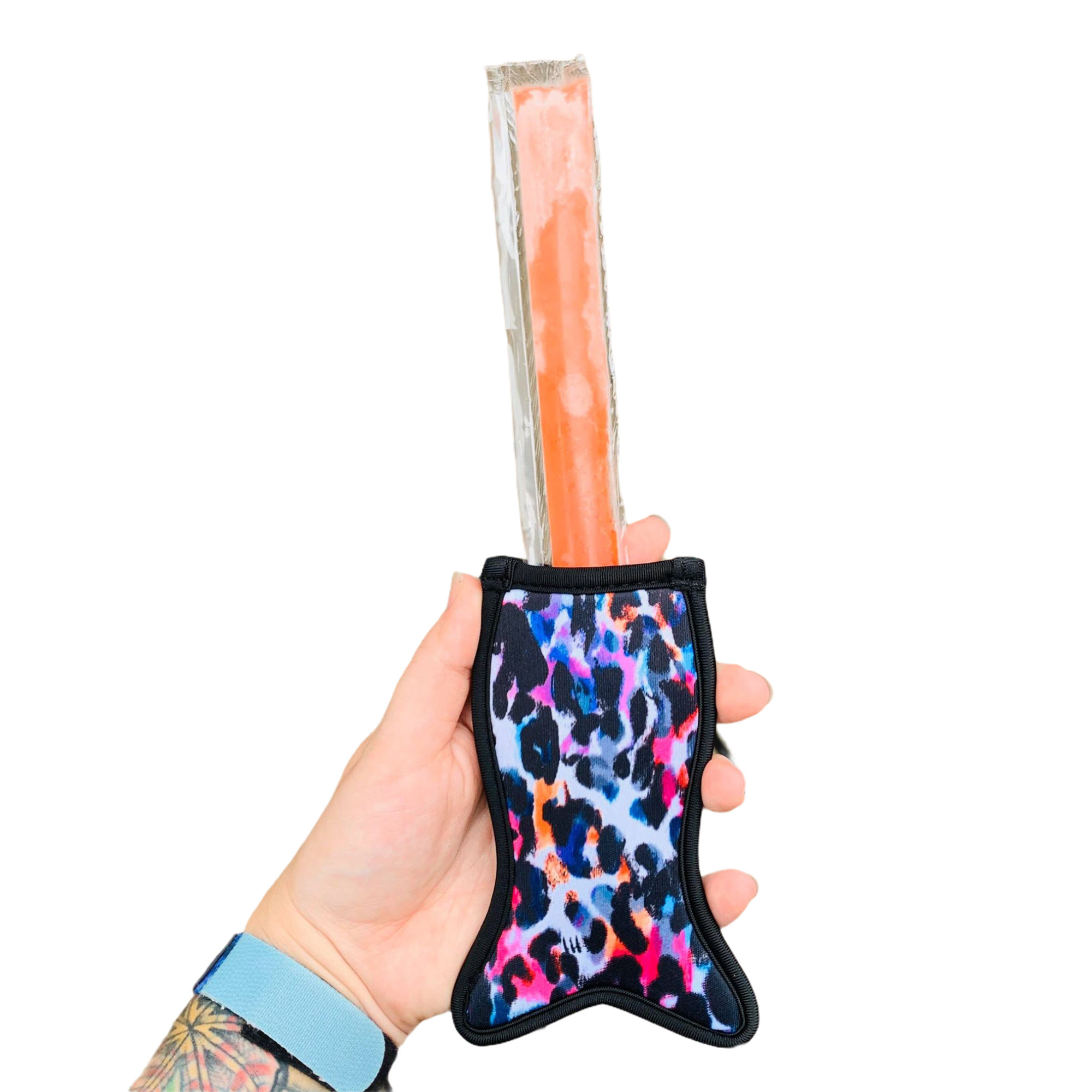 Drink Handlers - Wholesale Drink Huggers & Koozies - Watercolor Leopard Mermaid Icy Pop Holder0