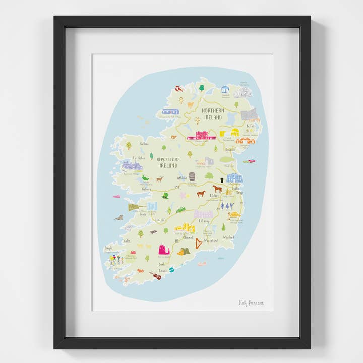 Mappa dell'Irlanda - A4 Print per la vendita all'ingrosso da parte di Holly Francesca