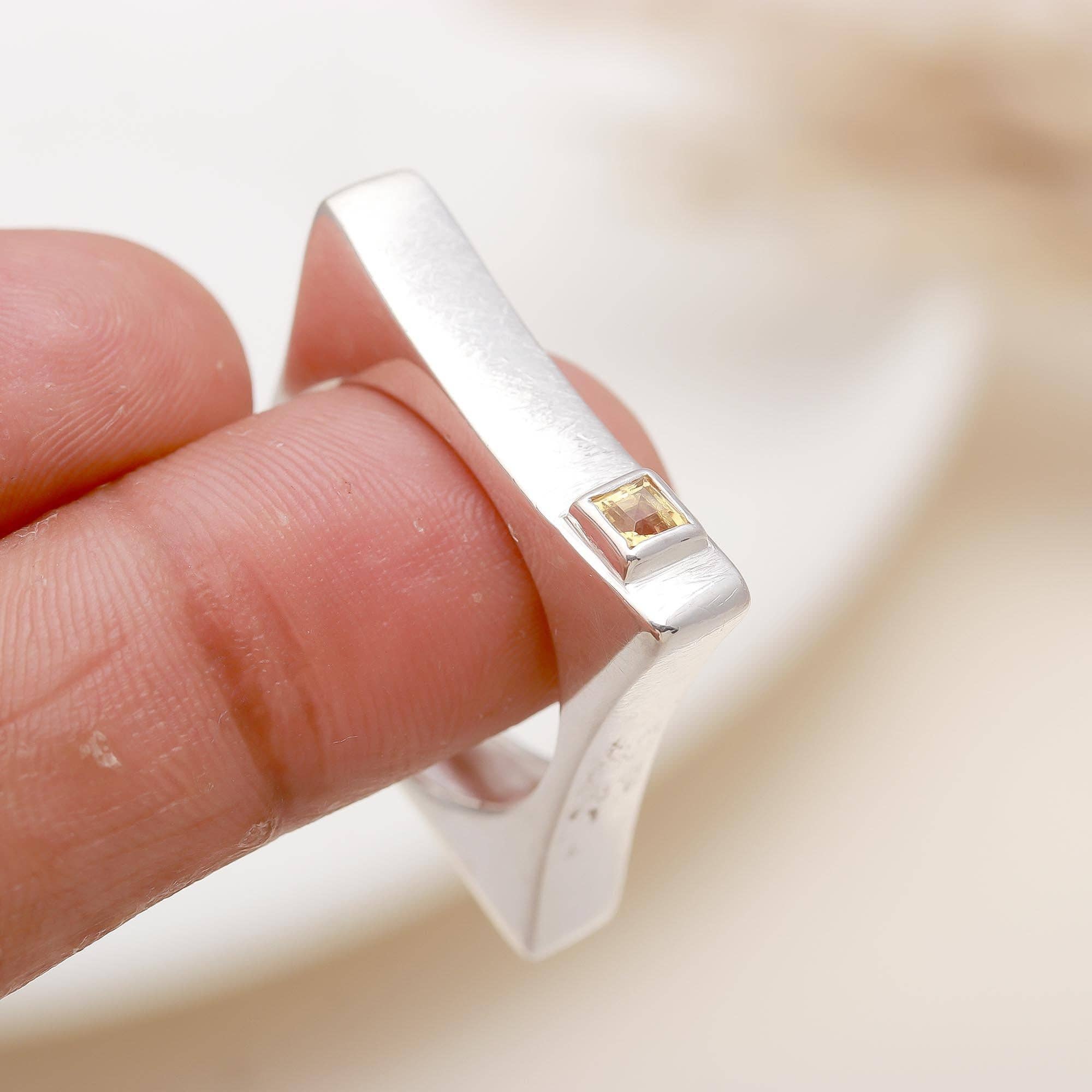 AG 925 JEWELLERY - Wholesale Cocktail/Statement Ring - Handmade Semiprecious Citrine Ring in 925 Sterling Silver 2