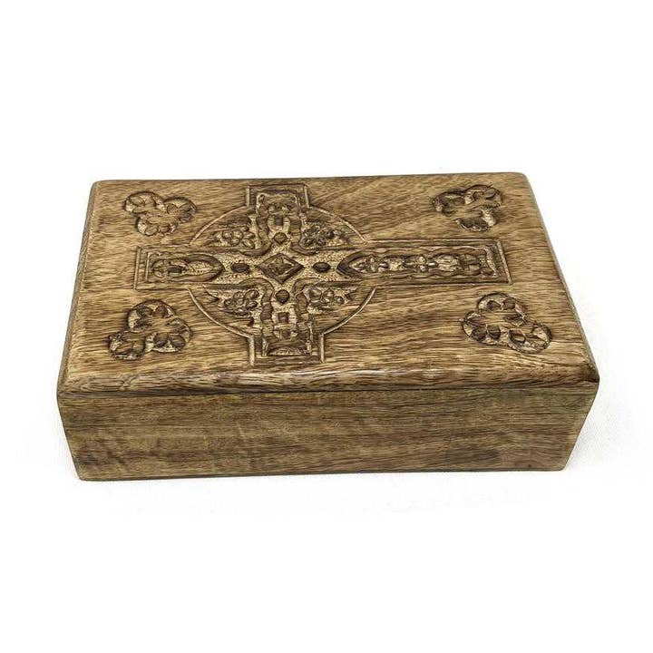 Wooden Storage Box 5"x8"Cross for wholesale by Vrinda