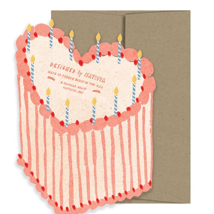 Isatopia - Wholesale Birthday Card - Heart Cake Birthday Collection - Die Cut Card