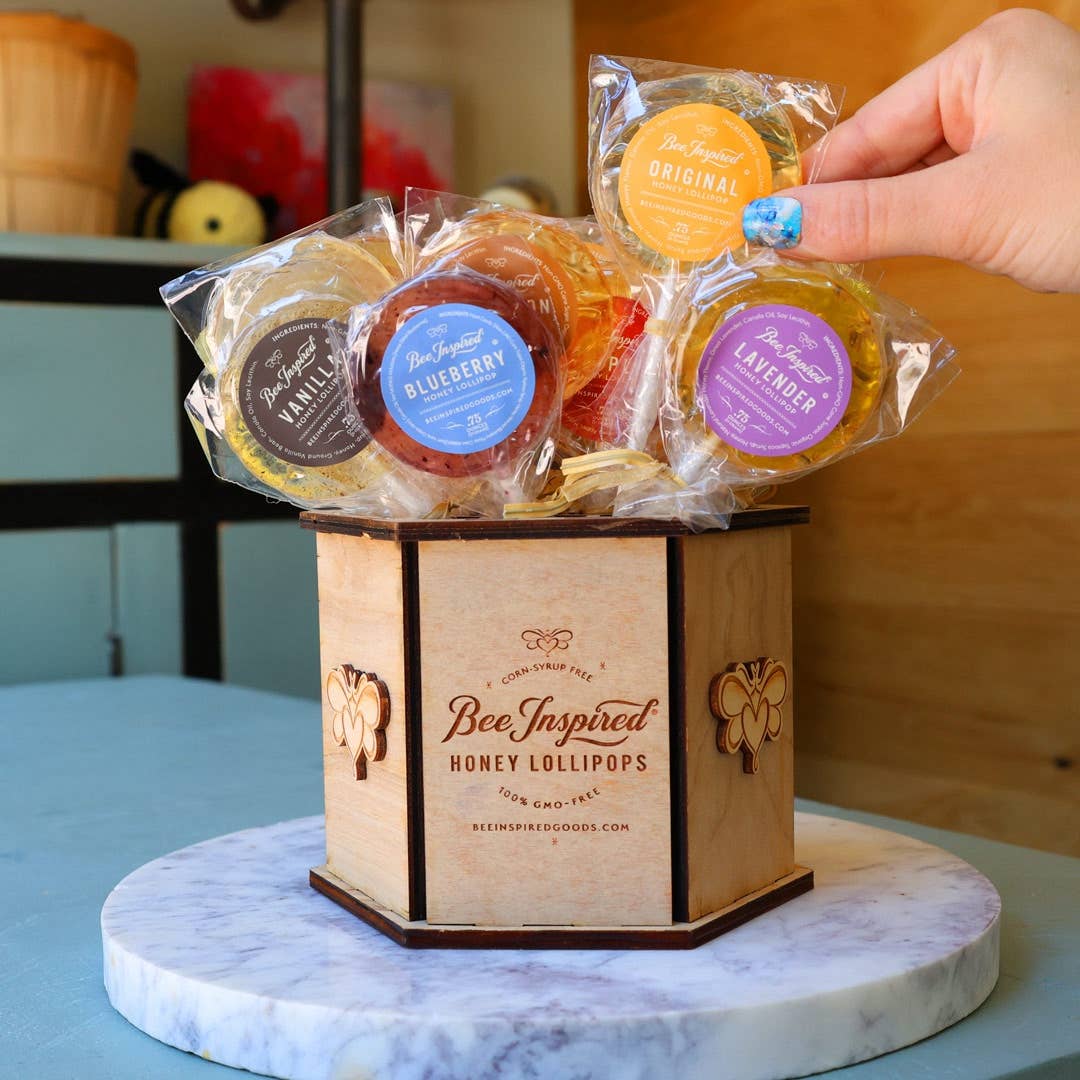 Bee Inspired - Wholesale Retailer Display - Food & Drink - Wooden Honey Lollipop Display | Honey Lollipop Holder3