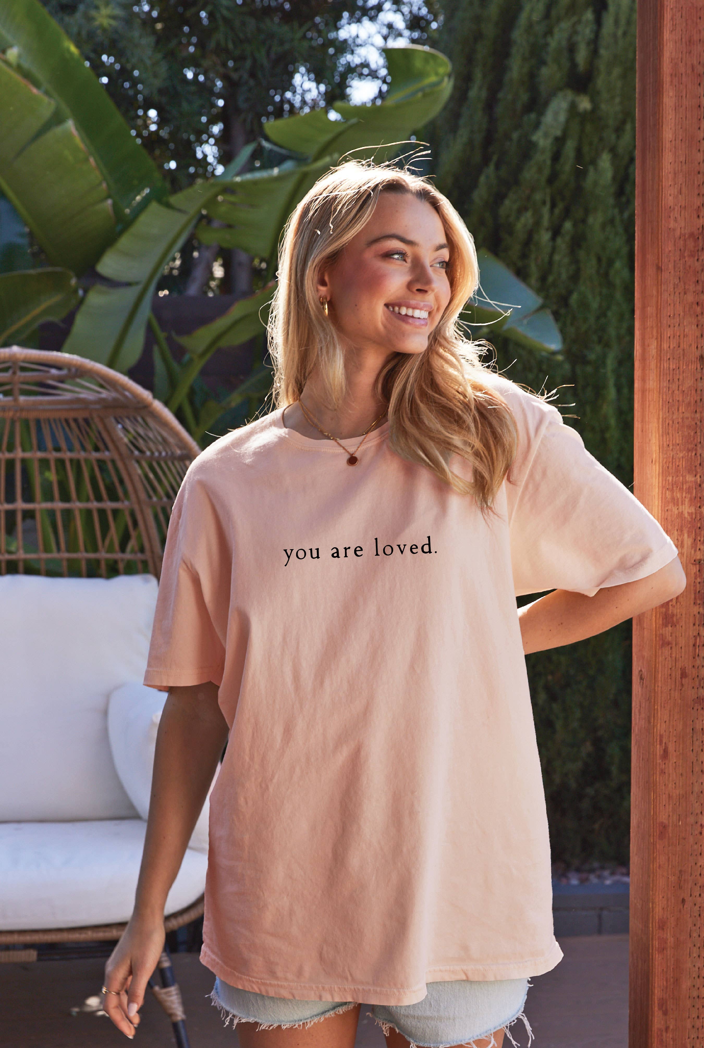 OAT COLLECTIVE - Wholesale Screen Printed T-Shirt - Women's - YOU ARE LOVED. Oversized Graphic Top1