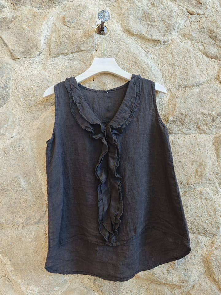 Linen & More - Wholesale Blouse - Women's - REF 17461 100% LINEN RUFFLE T-SHIRT7
