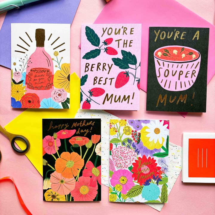 Kerrie Illustrates - Vendita all'ingrosso Biglietti di auguri per la Festa della Mamma - Sei una Super Mamma con un Gioco di Parole d'Oro - Biglietto di Auguri per la Festa della Mamma3