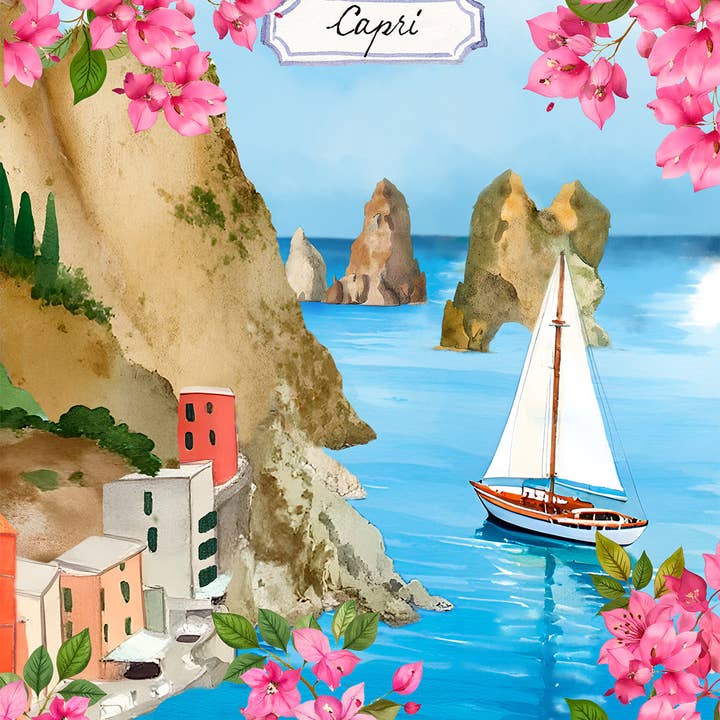 Køkkenhåndklæder Capri, 100% Fremstillet i Italien for engroshandel hos The Napking