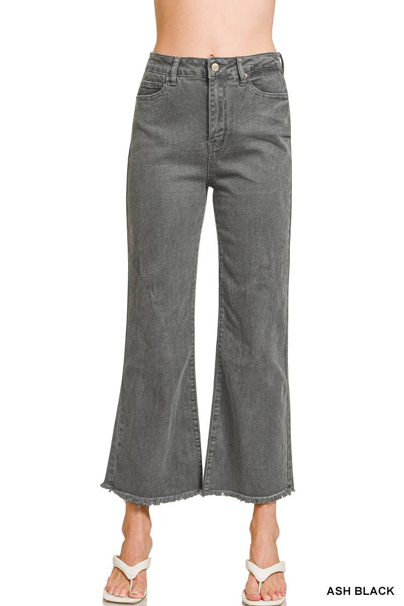 Vanilla Monkey - Wholesale Pants - Women's - Acid Washed High Waist Frayed Hem Bootcut Pants0