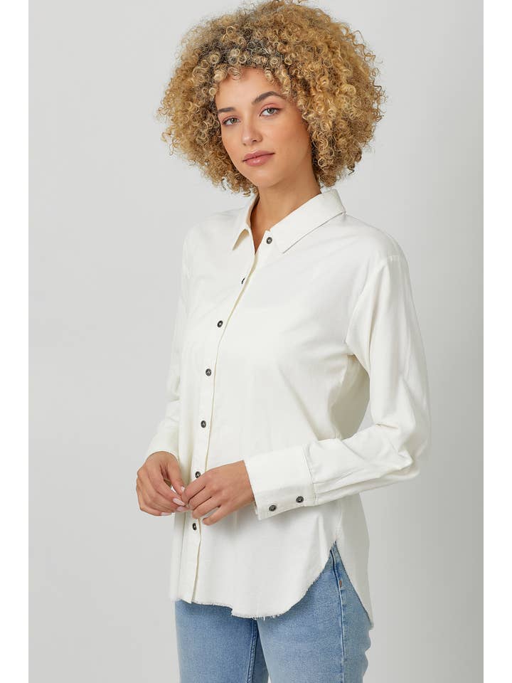 Mystree – Engroshandel Skjorte med buttondown – til kvinder – 60857 Vasket fløjlsskjorte2