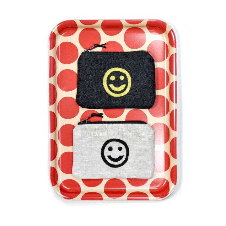 Gray Green Goods - Wholesale Coin purse – Women’s - Smiley Face Blockprint Coin Purse5