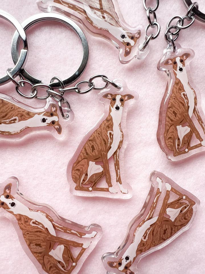 Greyhound (Brindle) Keychain for wholesale by Our Cheery Corner