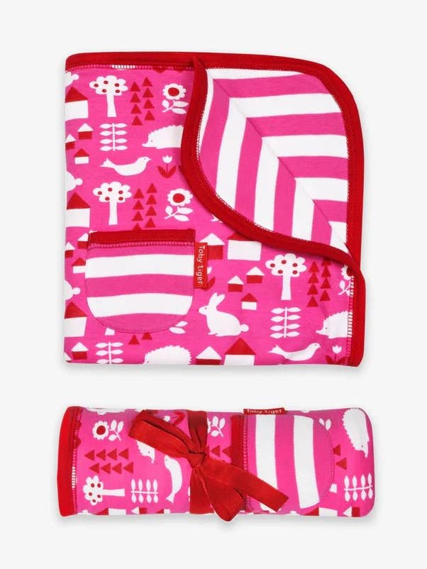 Baby tæppe i økologisk bomuld med haveprint for engroshandel hos Toby Tiger GmbH