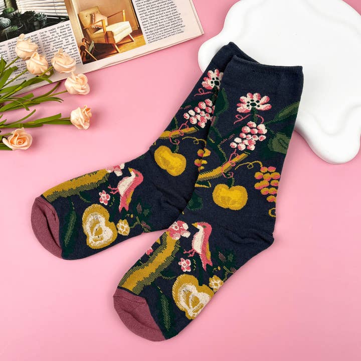 mildstyles - Wholesale Socks - Women's - Vintage Floral Mid-Calf Fashion Socks4