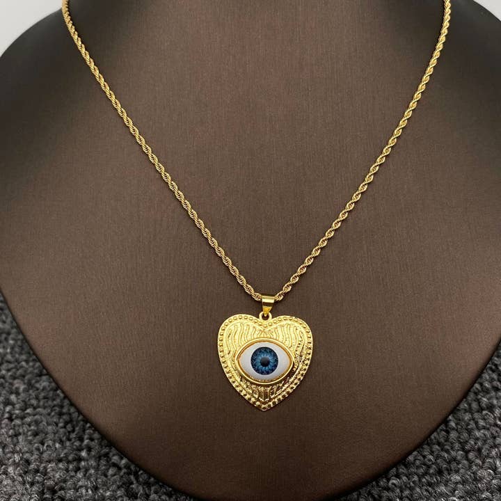 Mio Queena - Wholesale Pendant/Charm Necklace - Multi Style Evil Eyes Gold Plated S.Steel Necklace - FGS