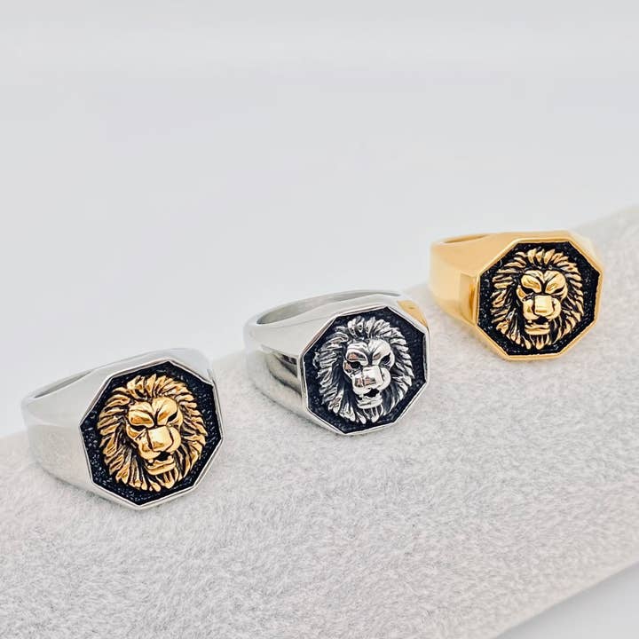 Mio Queena - Wholesale Signet Ring - Lion's Head Stainless Steel Ring - MJ/MR