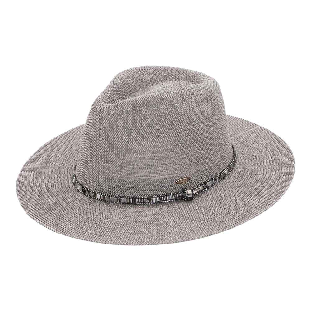 MiMi Wholesale - Wholesale Straw Hat - Women's - KP014 C.C Brand Lilian Multi Thread Rhinestone Band Panama H5