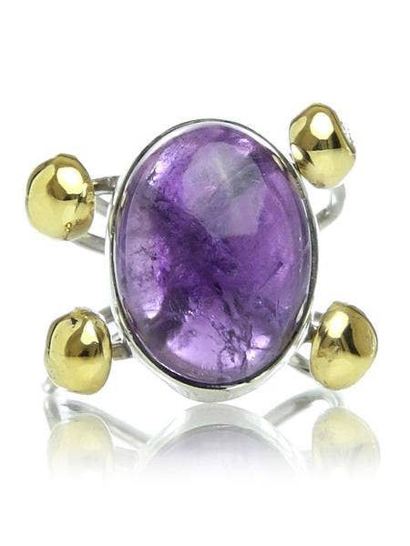 Conquistador Oval Stone Ring Amethyst for wholesale by Sikara & Co.
