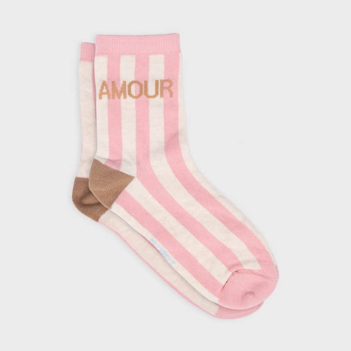 Striped combed cotton socks - Love for wholesale by BILLYBELT