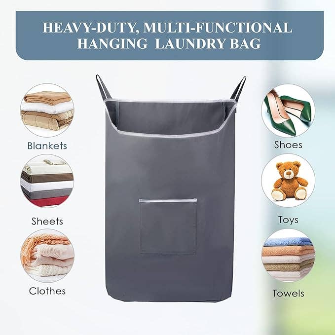 The Fine Living Company - Wholesale Laundry Hamper - XL Hanging Laundry Hamper with Hooks & Zipper – Gray6